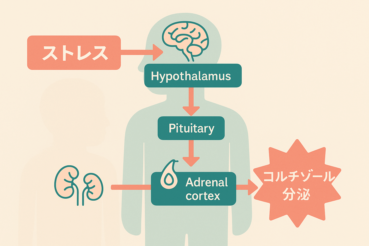 視床下部-下垂体-副腎系の解剖学的位置関係